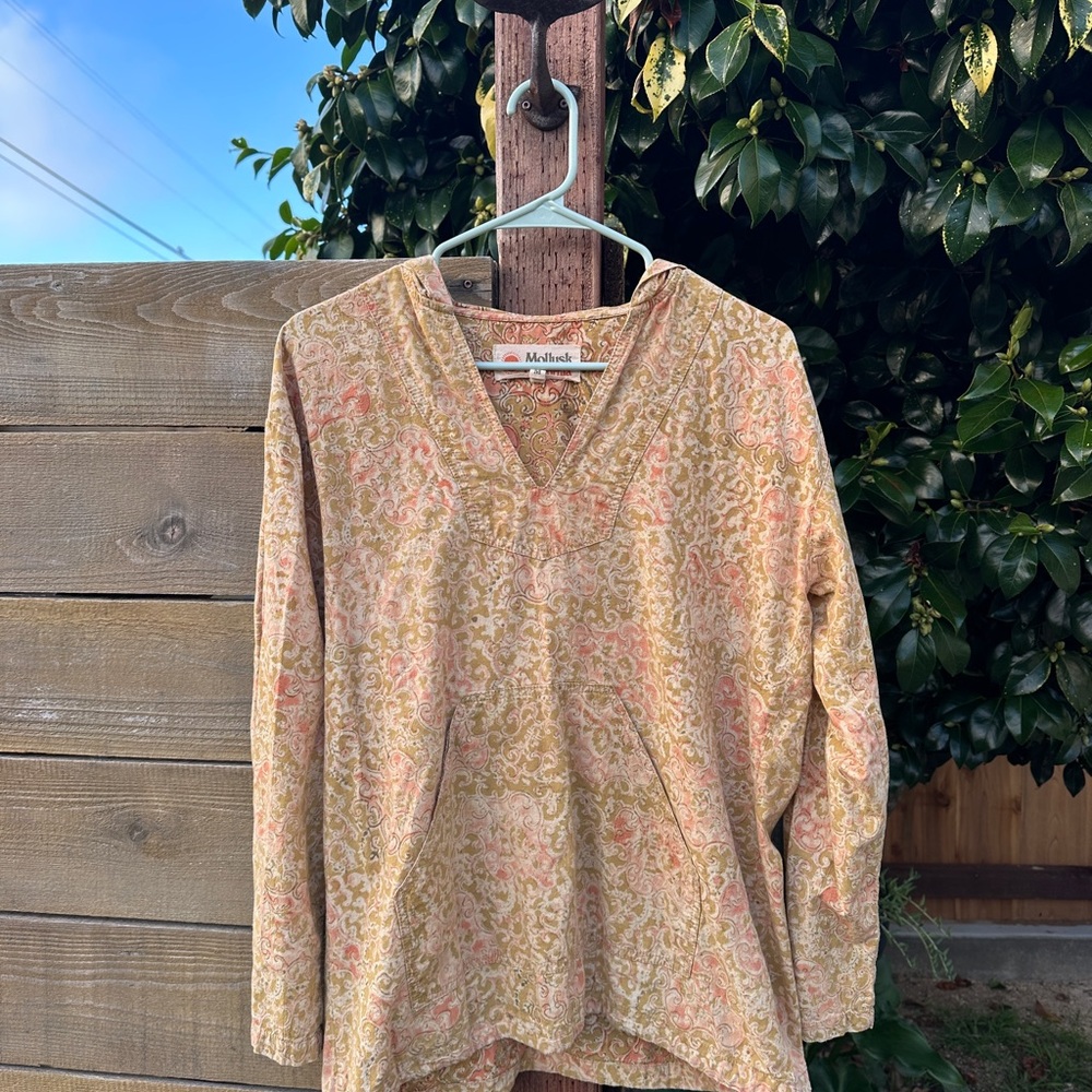 Mollusk Surf Shop Pink and Gold Patterned Blouse